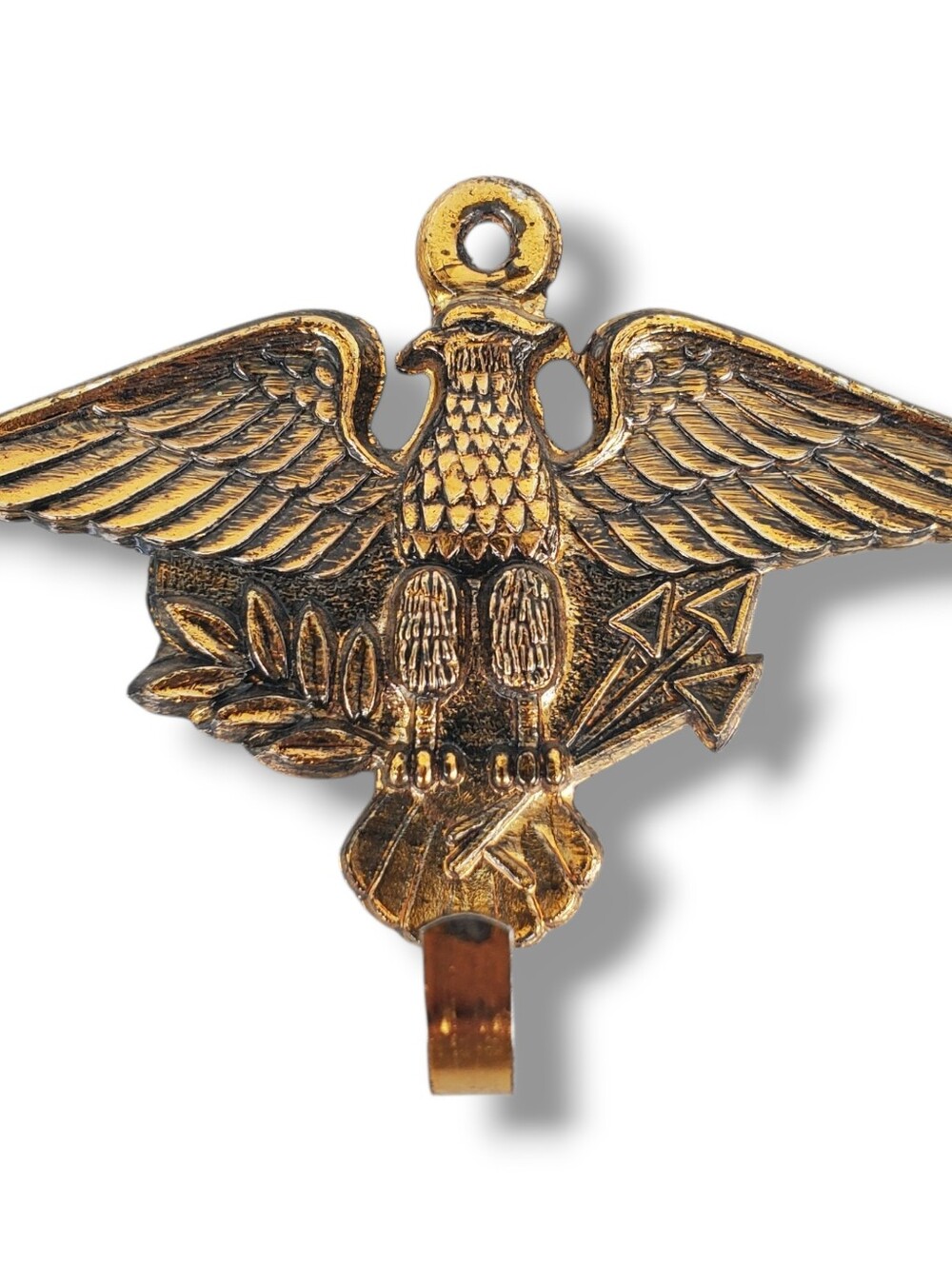 Vintage Brass Eagle Coat Hook Wall Mount Americana Patriotic Made in Japan Gold